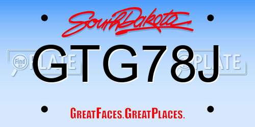 GTG78J South Dakota License Plate