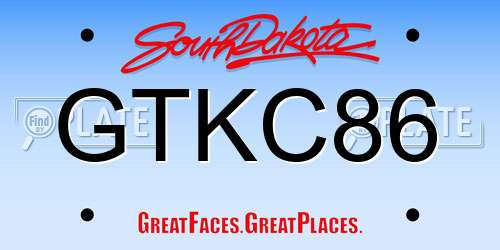 GTKC86 South Dakota License Plate