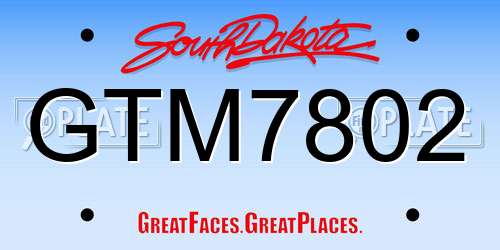 GTM7802 South Dakota License Plate
