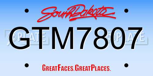 GTM7807 South Dakota License Plate