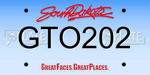 GTO202 South Dakota License Plate