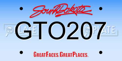 GTO207 South Dakota License Plate