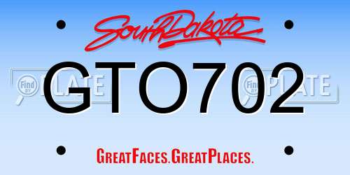 GTO702 South Dakota License Plate