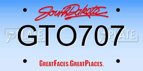 GTO707 South Dakota License Plate