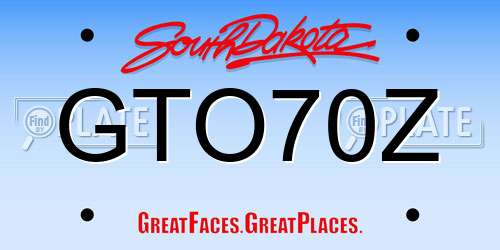 GTO70Z South Dakota License Plate