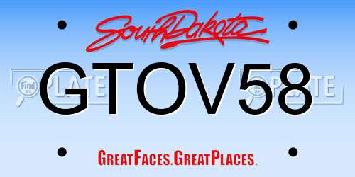 GTOV58 South Dakota License Plate