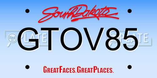 GTOV85 South Dakota License Plate