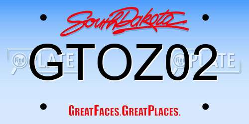 GTOZ02 South Dakota License Plate