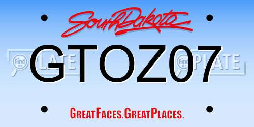 GTOZ07 South Dakota License Plate