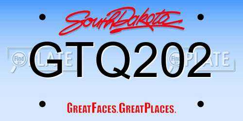GTQ202 South Dakota License Plate