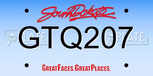 GTQ207 South Dakota License Plate