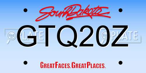 GTQ20Z South Dakota License Plate