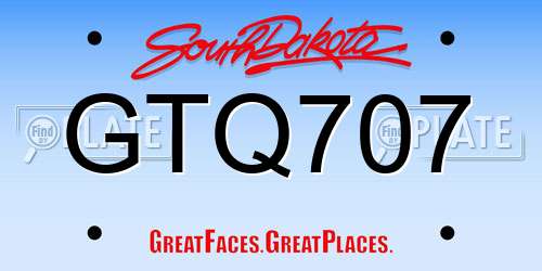 GTQ707 South Dakota License Plate