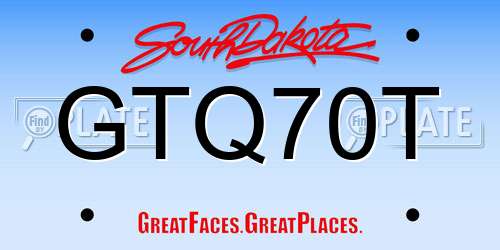 GTQ70T South Dakota License Plate