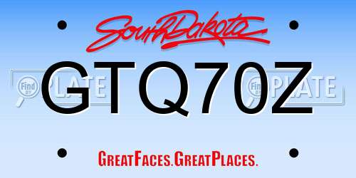 GTQ70Z South Dakota License Plate