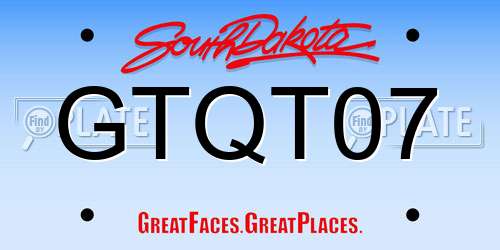 GTQT07 South Dakota License Plate
