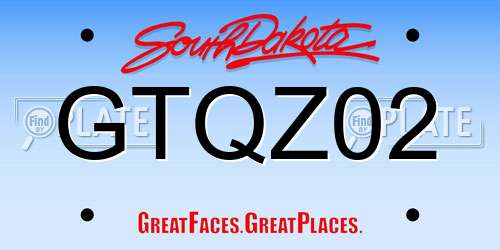 GTQZ02 South Dakota License Plate