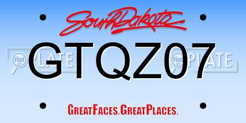 GTQZ07 South Dakota License Plate
