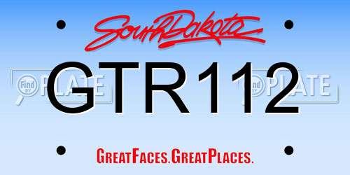GTR112 South Dakota License Plate