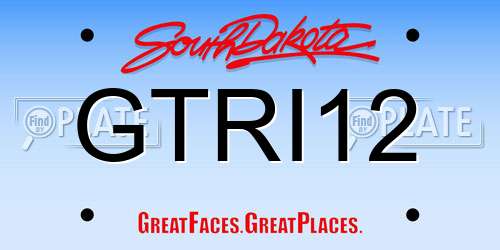 GTRI12 South Dakota License Plate