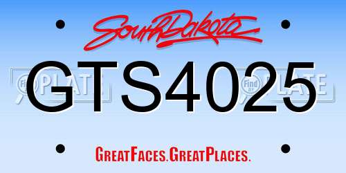 GTS4025 South Dakota License Plate