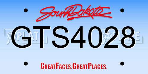 GTS4028 South Dakota License Plate