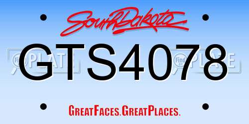 GTS4078 South Dakota License Plate