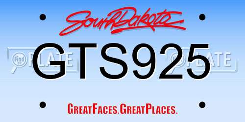GTS925 South Dakota License Plate
