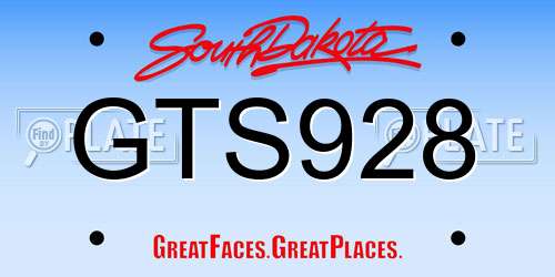 GTS928 South Dakota License Plate