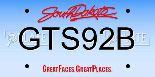 GTS92B South Dakota License Plate