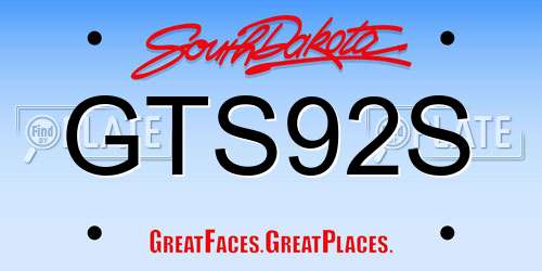 GTS92S South Dakota License Plate