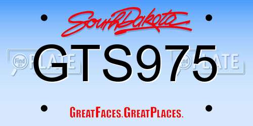 GTS975 South Dakota License Plate