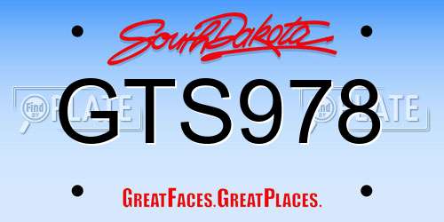 GTS978 South Dakota License Plate