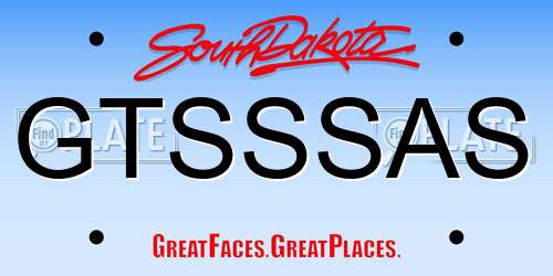 GTSSSAS South Dakota License Plate