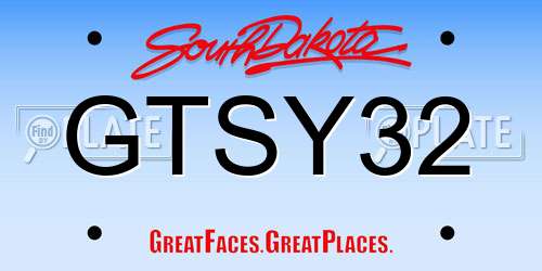 GTSY32 South Dakota License Plate