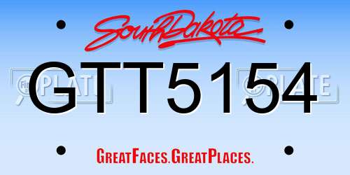 GTT5154 South Dakota License Plate