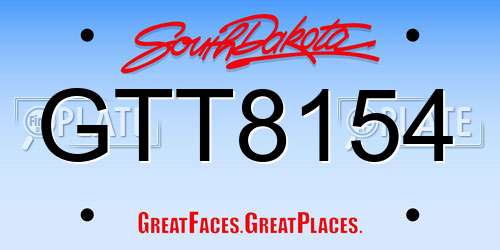 GTT8154 South Dakota License Plate