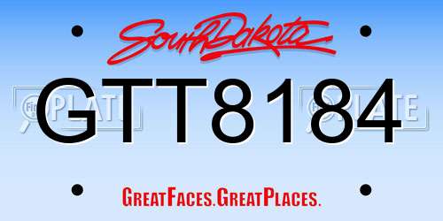 GTT8184 South Dakota License Plate