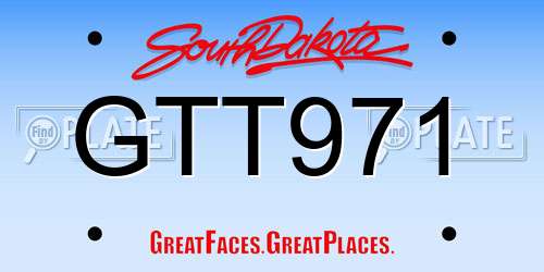 GTT971 South Dakota License Plate