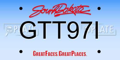 GTT97I South Dakota License Plate