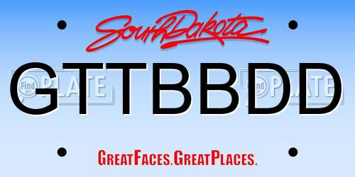 GTTBBDD South Dakota License Plate