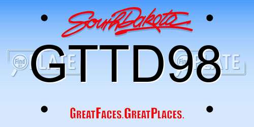 GTTD98 South Dakota License Plate