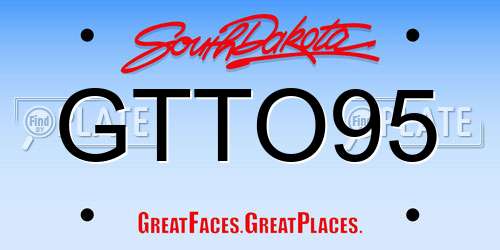 GTTO95 South Dakota License Plate