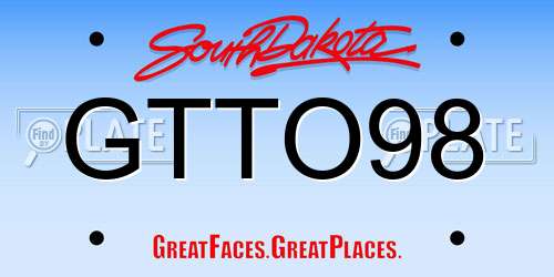 GTTO98 South Dakota License Plate