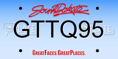 GTTQ95 South Dakota License Plate
