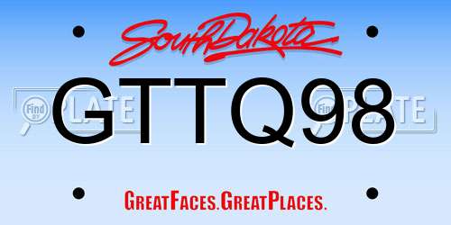 GTTQ98 South Dakota License Plate