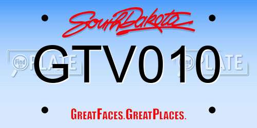 GTV010 South Dakota License Plate