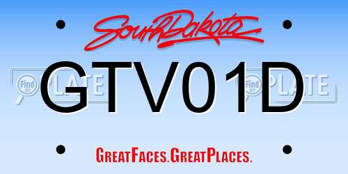 GTV01D South Dakota License Plate