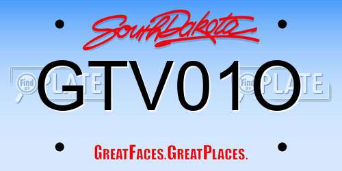 GTV01O South Dakota License Plate