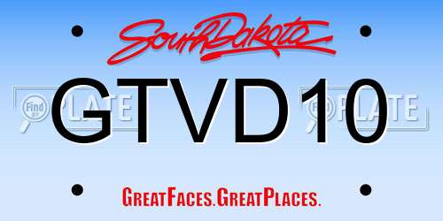 GTVD10 South Dakota License Plate